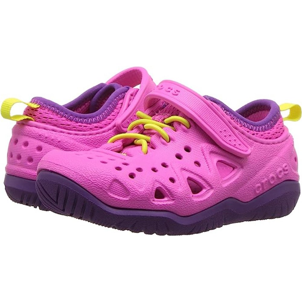 Crocs Kids Swiftwater Play Clog Shoe, Neon Magenta, Toddler